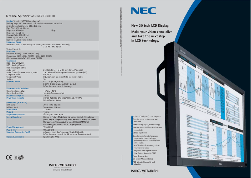 Página 1 del manual Folleto NEC LCD3000
