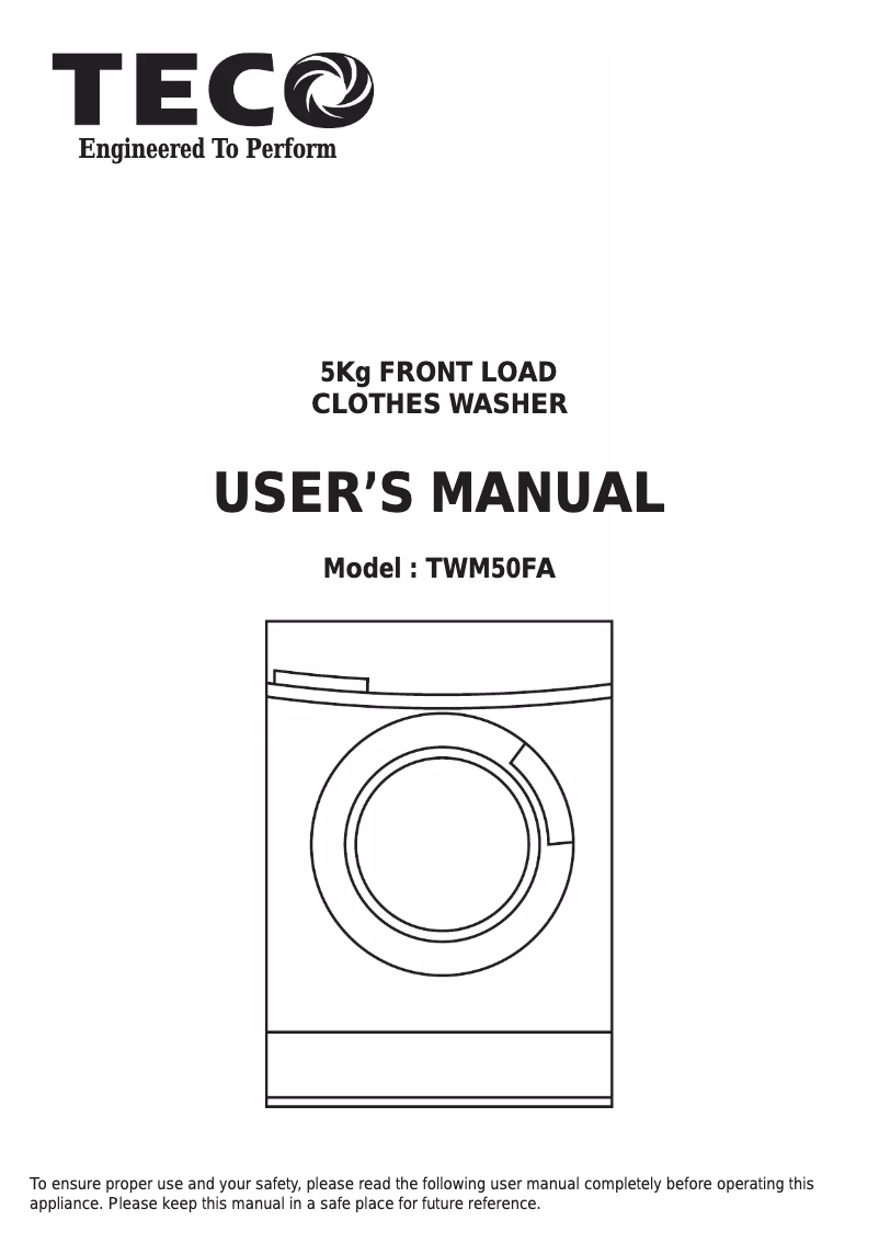 Page n°1 - Manuel utilisateur Teco TWM50FA