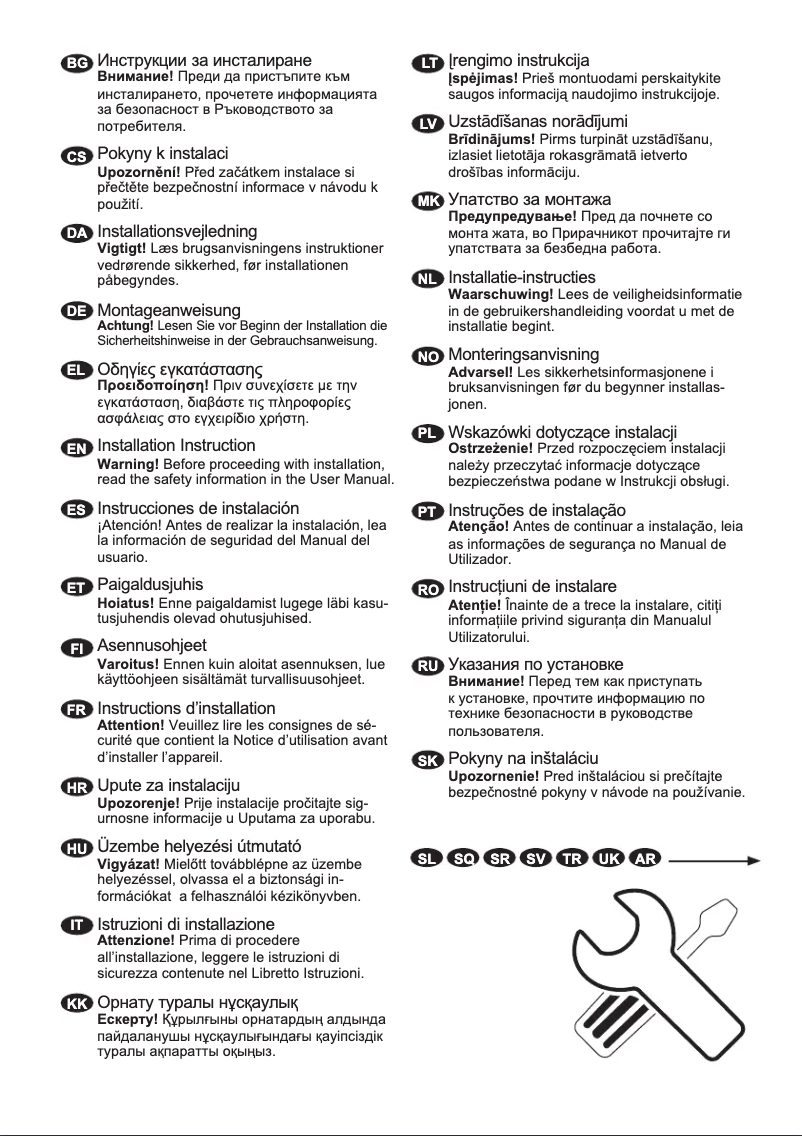Page 1 de la notice Guide d'installation Electrolux ESM82310SX
