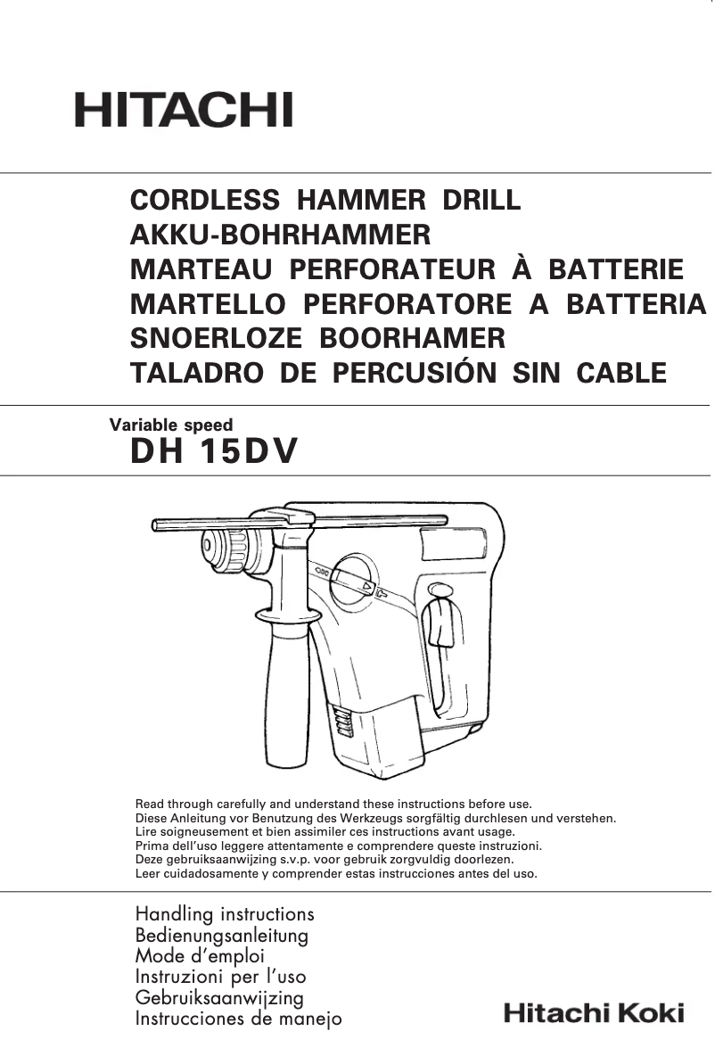 Page 1 de la notice Manuel utilisateur Hitachi DH 15DV