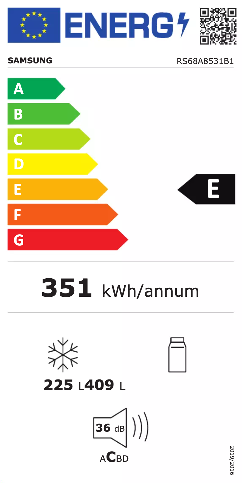 Page n°1 - Label énergétique Samsung RS68A8531B1