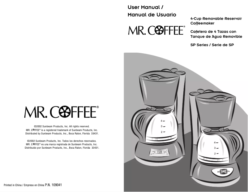 Page 1 de la notice Manuel utilisateur Mr. Coffee SP X3