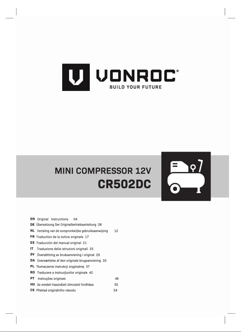 Page 1 de la notice Manuel utilisateur Vonroc CR502DC