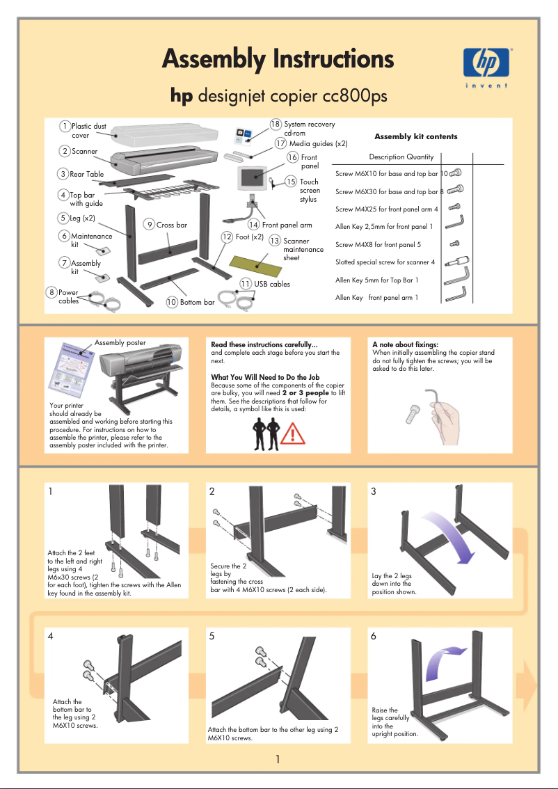 Página 1 del manual Instrucciones / montaje HP Designjet HD Pro Scanner