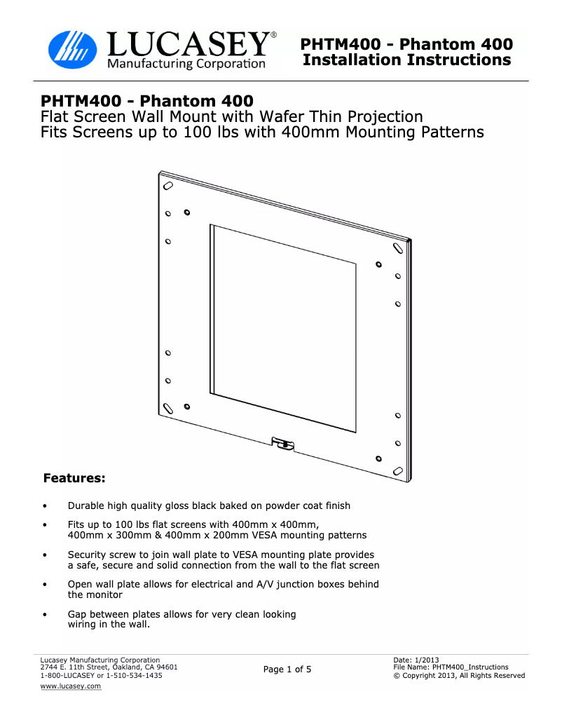 Page n°1 - Manuel utilisateur Lucasey PHTM400