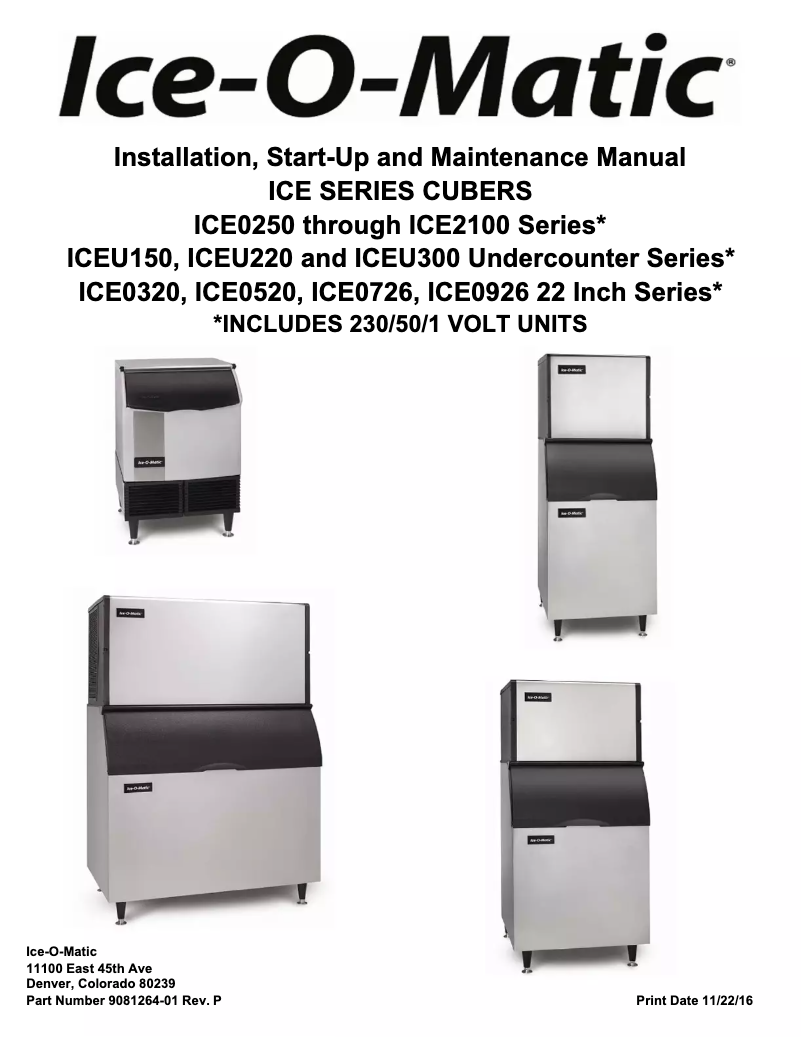 Page n°1 - Manuel utilisateur Ice-O-Matic ICEU220