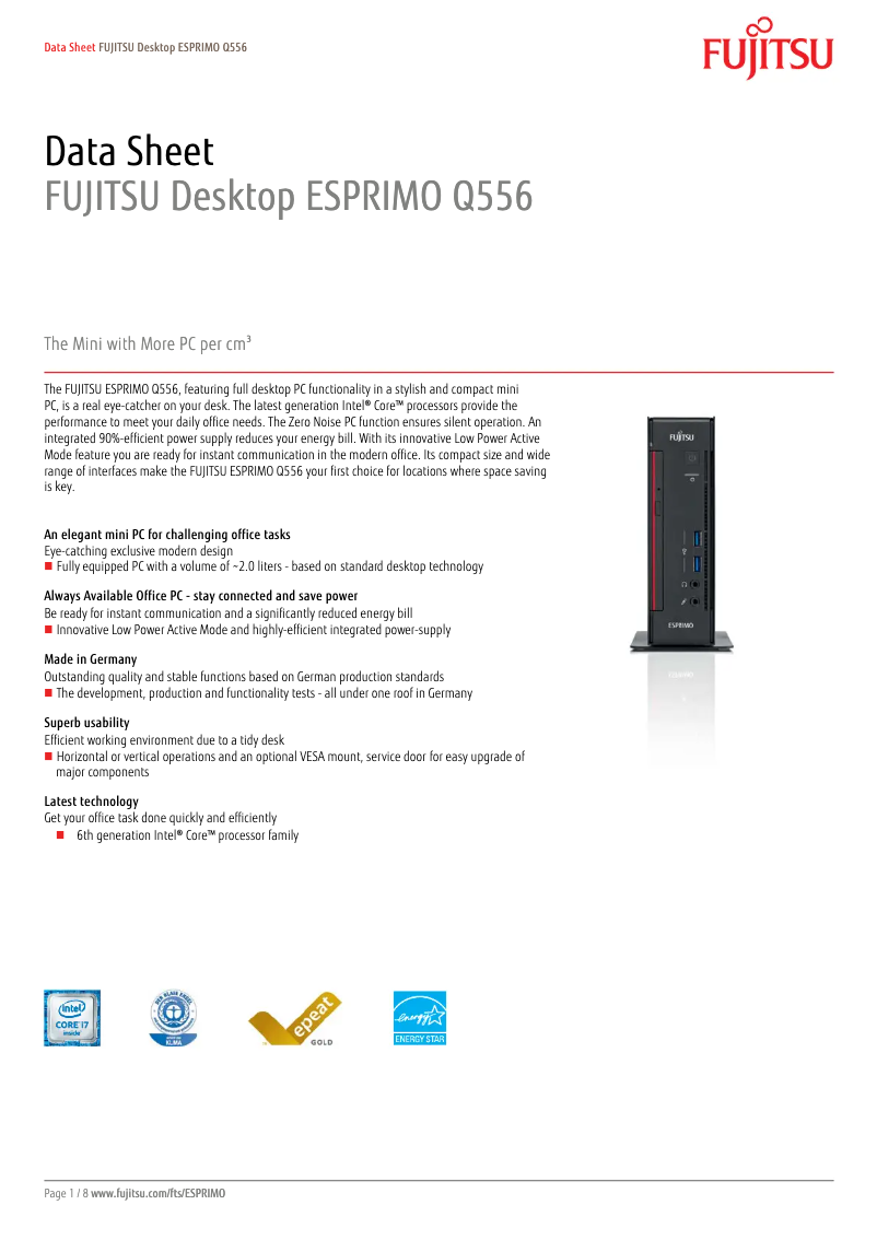Page n°1 - Manuel utilisateur Fujitsu ESPRIMO Q556