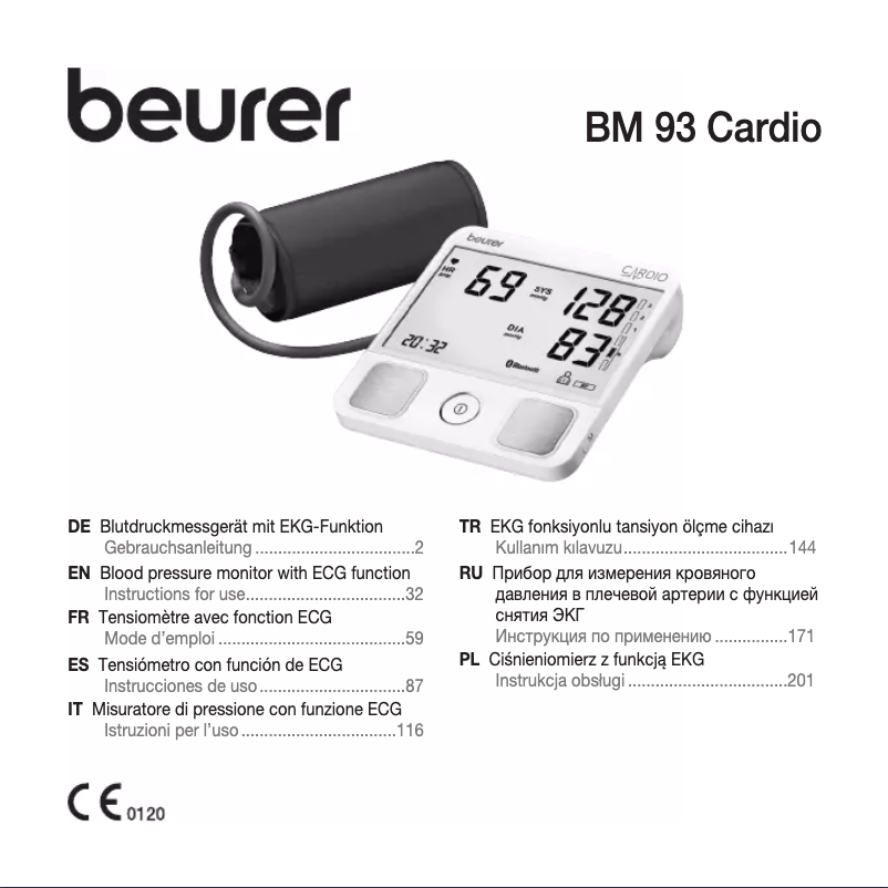 Page 1 de la notice Manuel utilisateur Beurer BM 93 Cardio