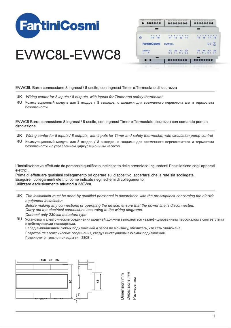Page n°1 - Manuel utilisateur Fantini Cosmi EVWC8L
