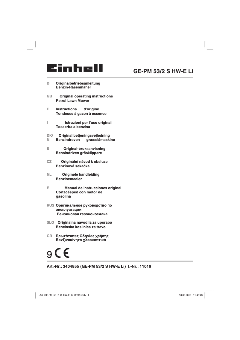 Página 1 del manual Manual de usuario Einhell GE-PM 53/2 S HW-E Li