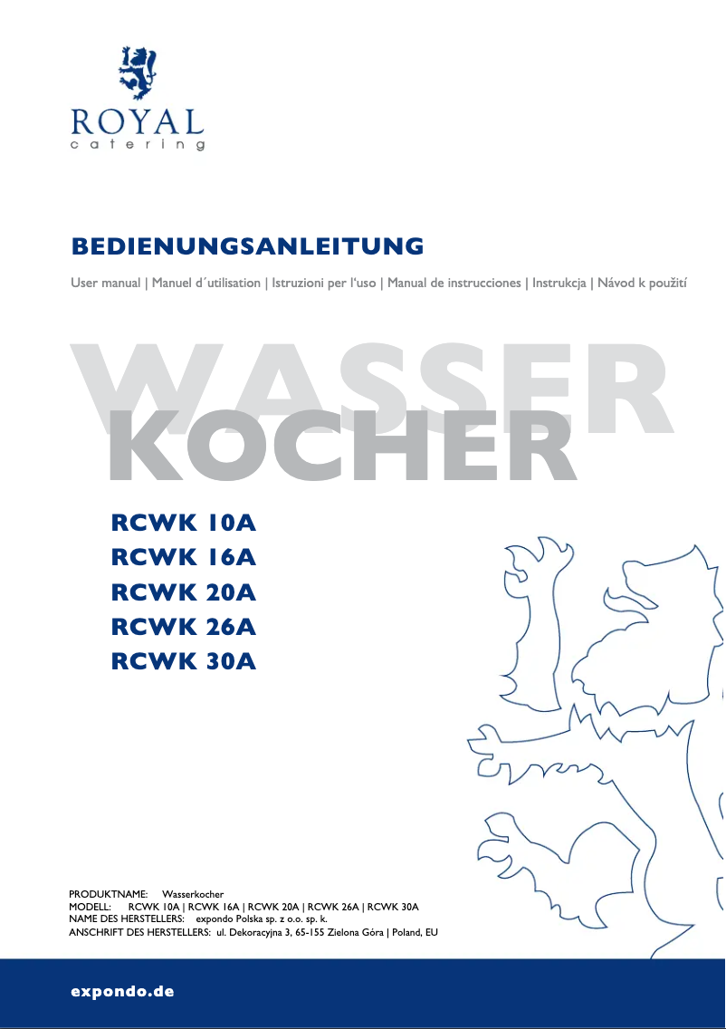 Página 1 del manual Manual de usuario Royal Catering RCWK 16A