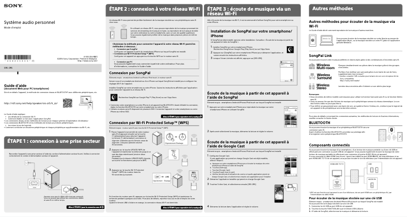 Page 1 de la notice Manuel utilisateur Sony SRS-ZR5