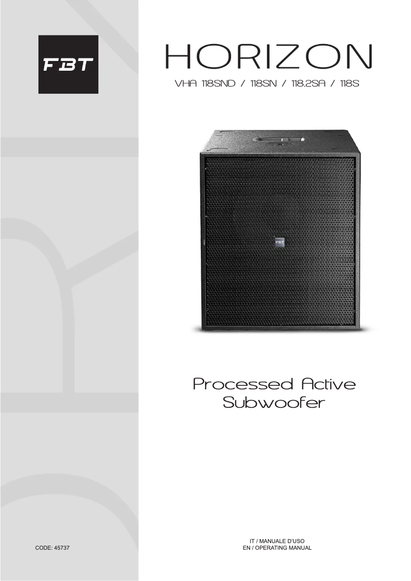 Page 1 de la notice Manuel utilisateur FBT Horizon VHA 118 SA