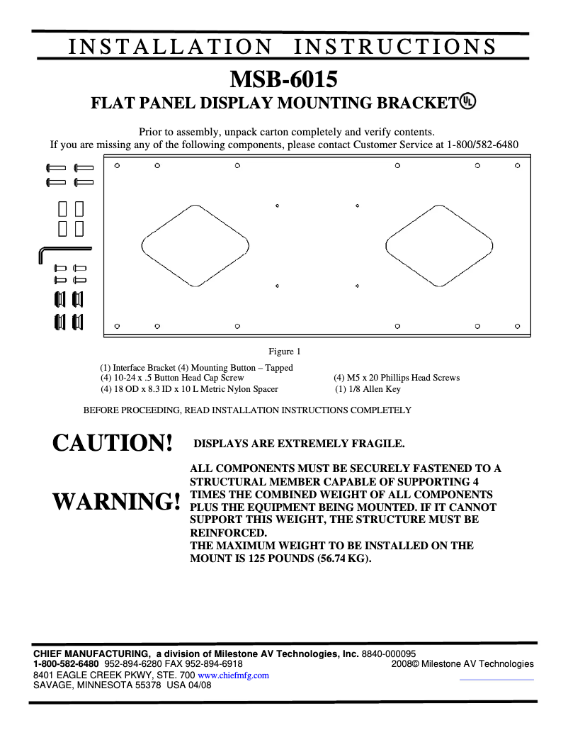 Page n°1 - Manuel utilisateur Chief MCS6015