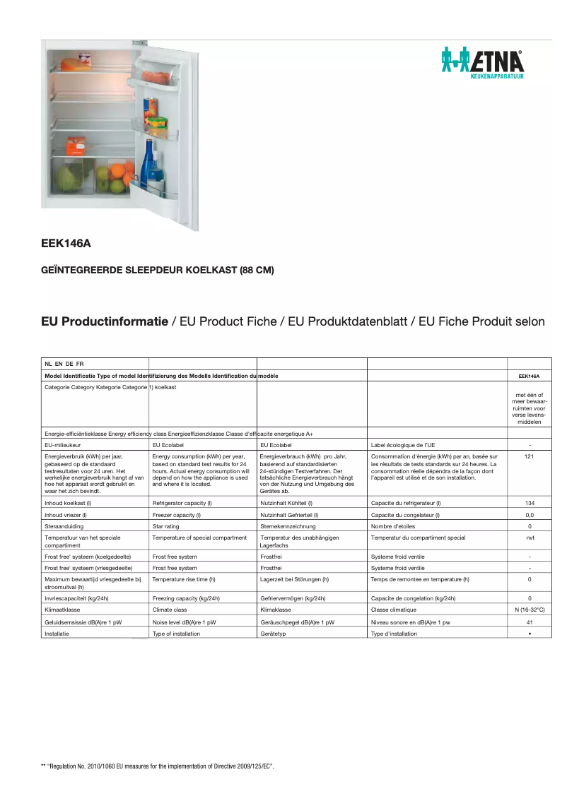 Image de la première page du manuel de l'appareil EEK146A