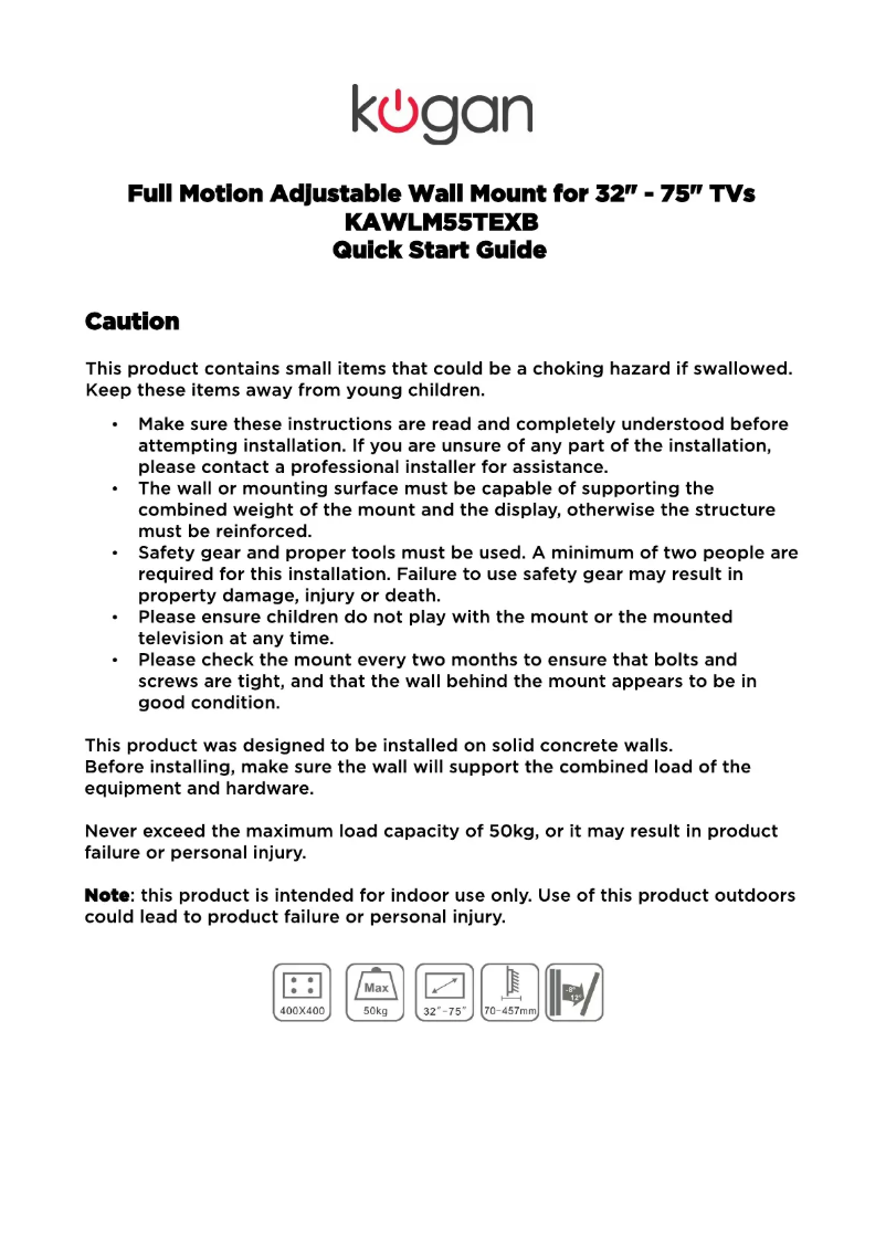 Page 1 de la notice Manuel utilisateur Kogan KAWLM55TEXB