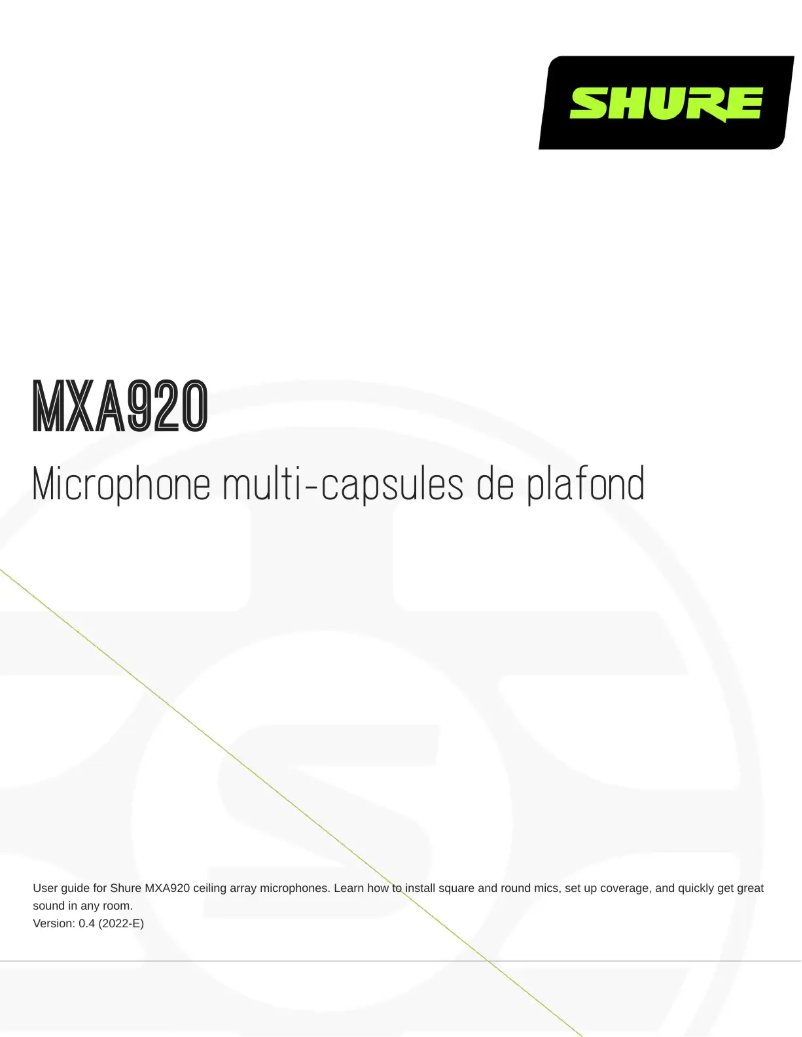 Page 1 de la notice Manuel utilisateur Shure MXA920