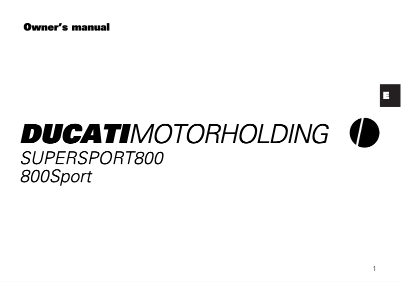 Page 1 de la notice Manuel utilisateur Ducati 800 Sport (2003)