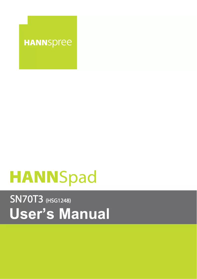 Image de la première page du manuel de l'appareil SN70T3