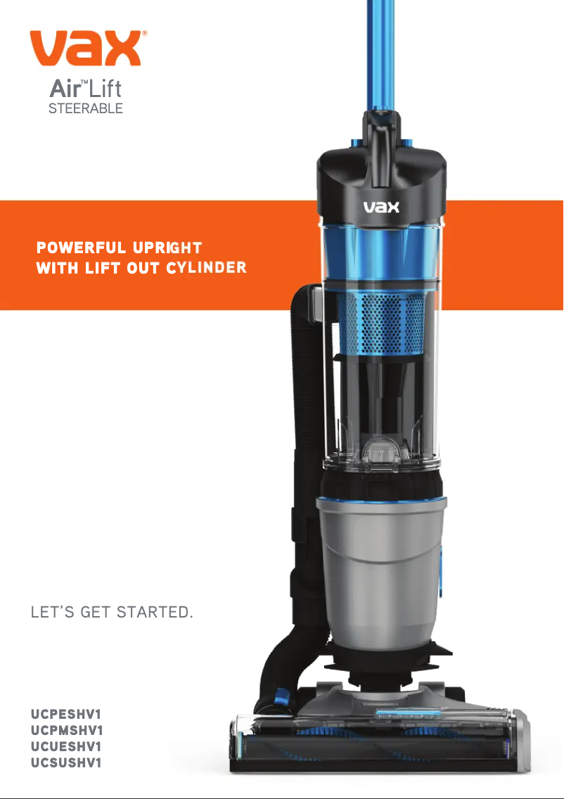 Page 1 de la notice Manuel utilisateur Vax Air Lift Steerable U84-AL-Pe