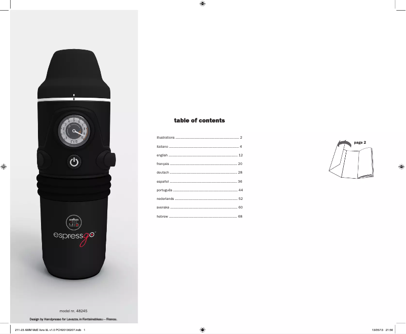 Page 1 de la notice Manuel utilisateur Lavazza Espressgo