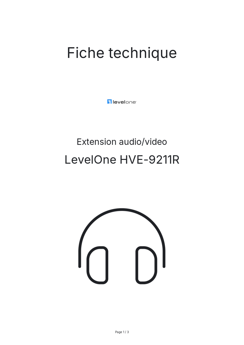 Page n°1 - Fiche technique LevelOne HVE-9211R