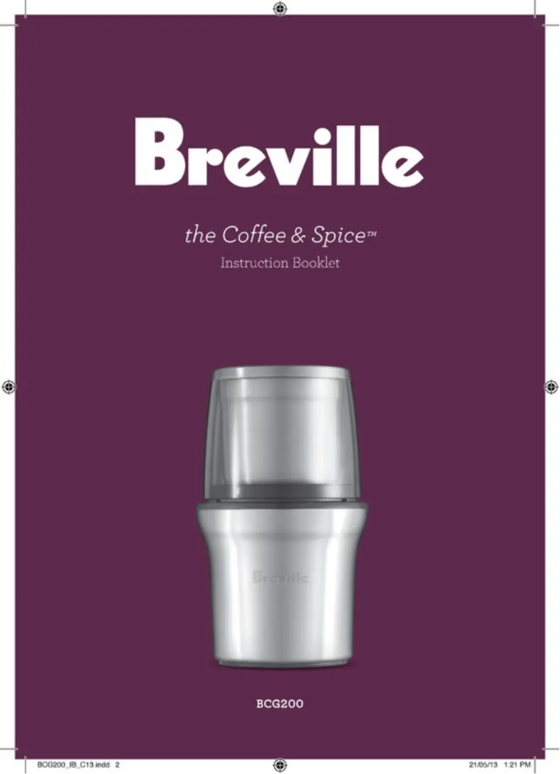 Page 1 de la notice Manuel utilisateur Breville the Coffee & Spice BCG200
