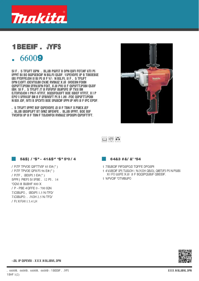 Page 1 de la notice Fiche technique Makita M6600X