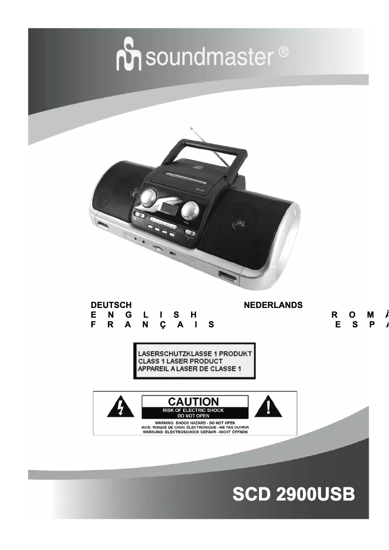 Page 1 de la notice Manuel utilisateur Soundmaster SCD 2900USB
