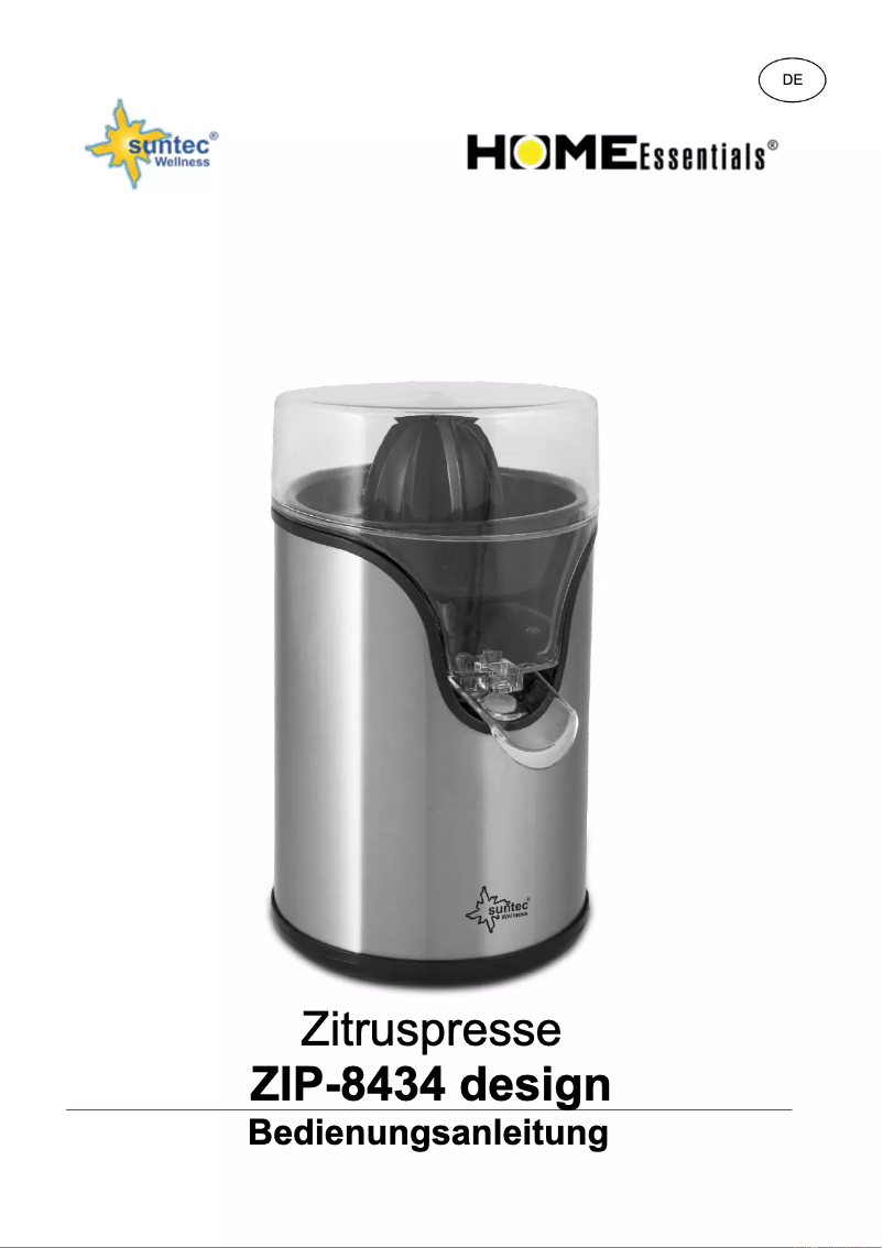Page n°1 - Manuel utilisateur Suntec ZIP-8434 design