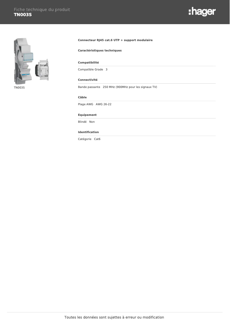 Image de la première page du manuel de l'appareil TN003S