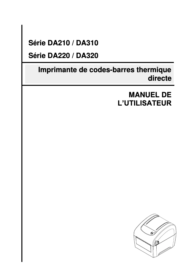 Page 1 de la notice Manuel utilisateur TSC DA210