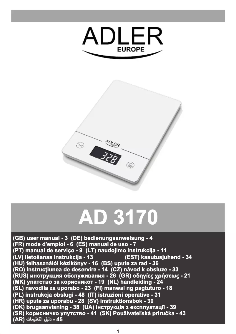 Page n°1 - Manuel utilisateur Adler AD 3170