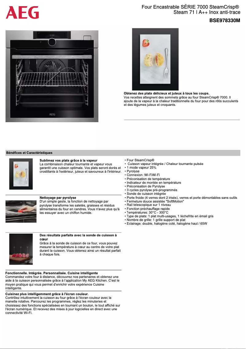 Page 1 de la notice Fiche technique AEG BSE978330M