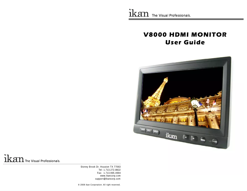 Page 1 de la notice Manuel utilisateur Ikan V8000HDMI