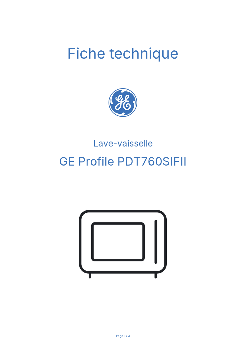 Image de la première page du manuel de l'appareil Profile PDT760SIFII
