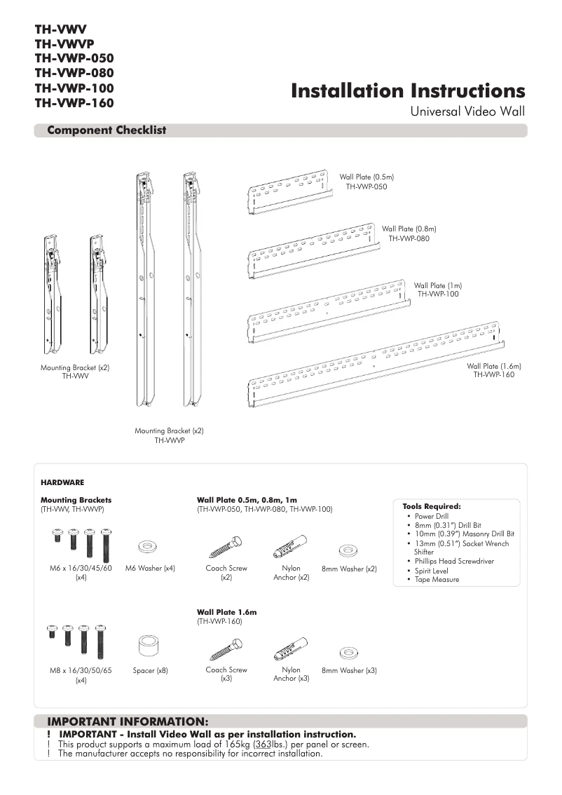 Image de la première page du manuel de l'appareil ProAV TH-VWV
