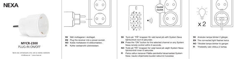 Page 1 de la notice Manuel utilisateur Nexa MYCR-2300