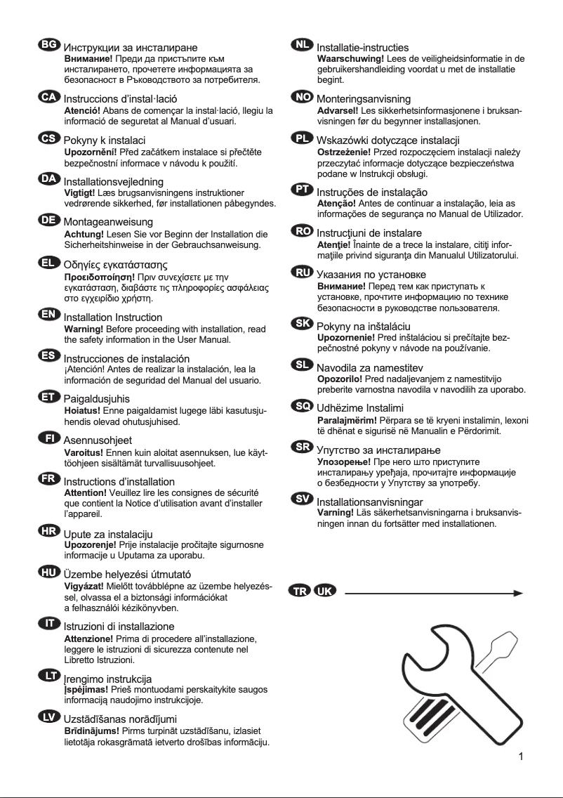Page 1 de la notice Guide d'installation Electrolux ERD6DE18S