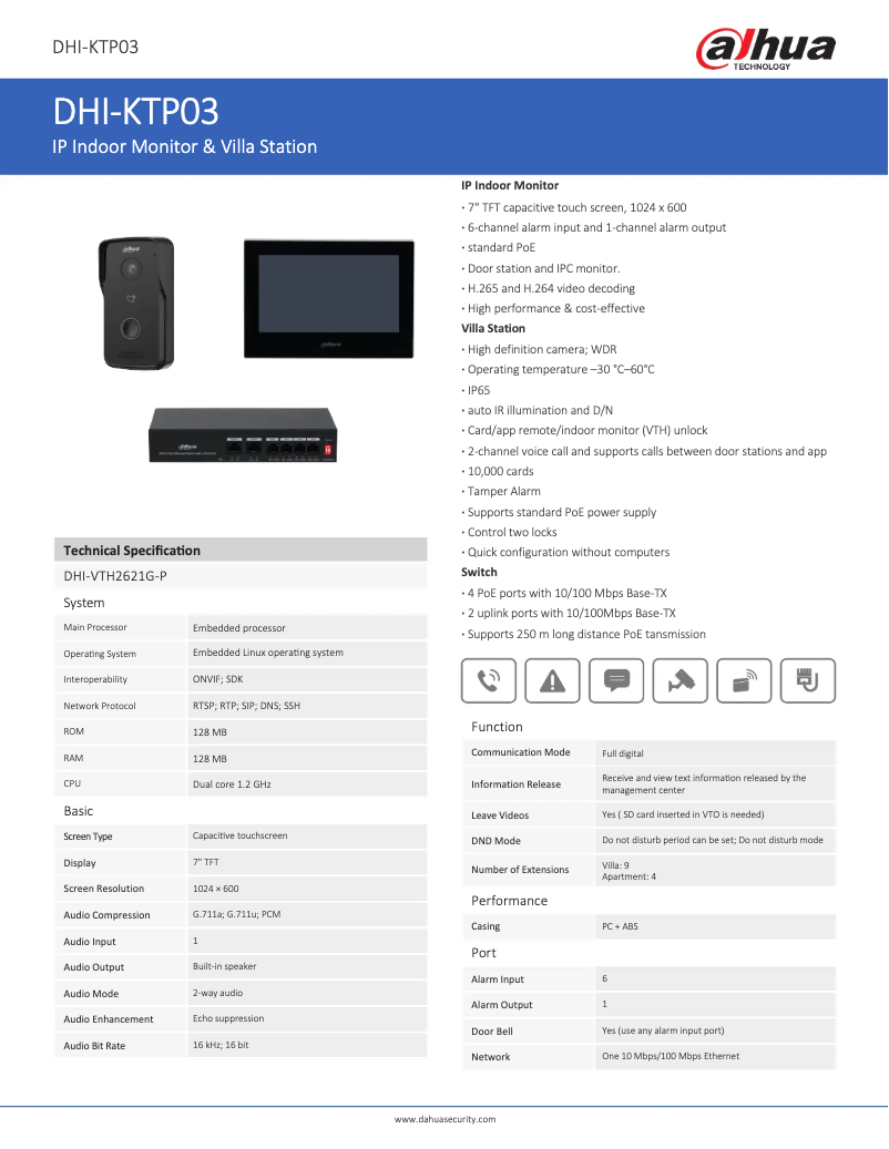 Página 1 del manual Ficha técnica Dahua Technology KTP03