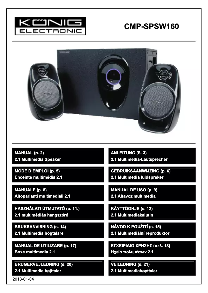 Page 1 de la notice Manuel utilisateur Konig CMP-SPSW160