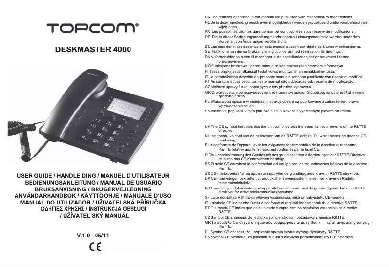 Page 1 de la notice Manuel utilisateur Topcom Deskmaster 400