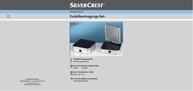 Page n°1 - Manuel utilisateur SilverCrest KH 2130