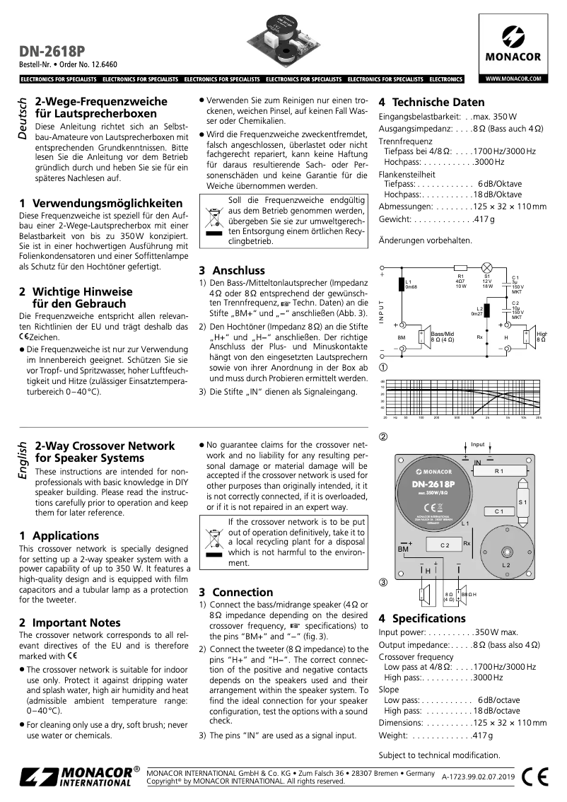 Page n°1 - Manuel utilisateur Monacor DN-2618P