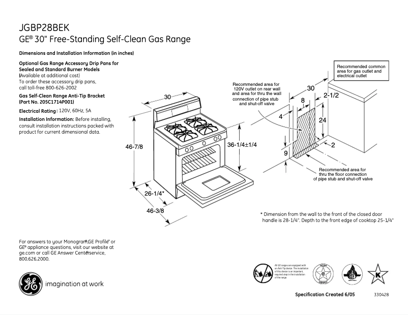 First page image of the manual for JGBP28BEKWH