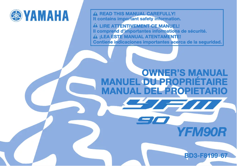 Page 1 de la notice Manuel utilisateur Yamaha YFM90R (2023)