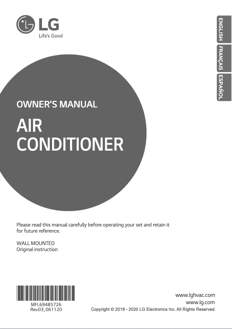 Page 1 de la notice Manuel utilisateur LG ARNU153SJR4