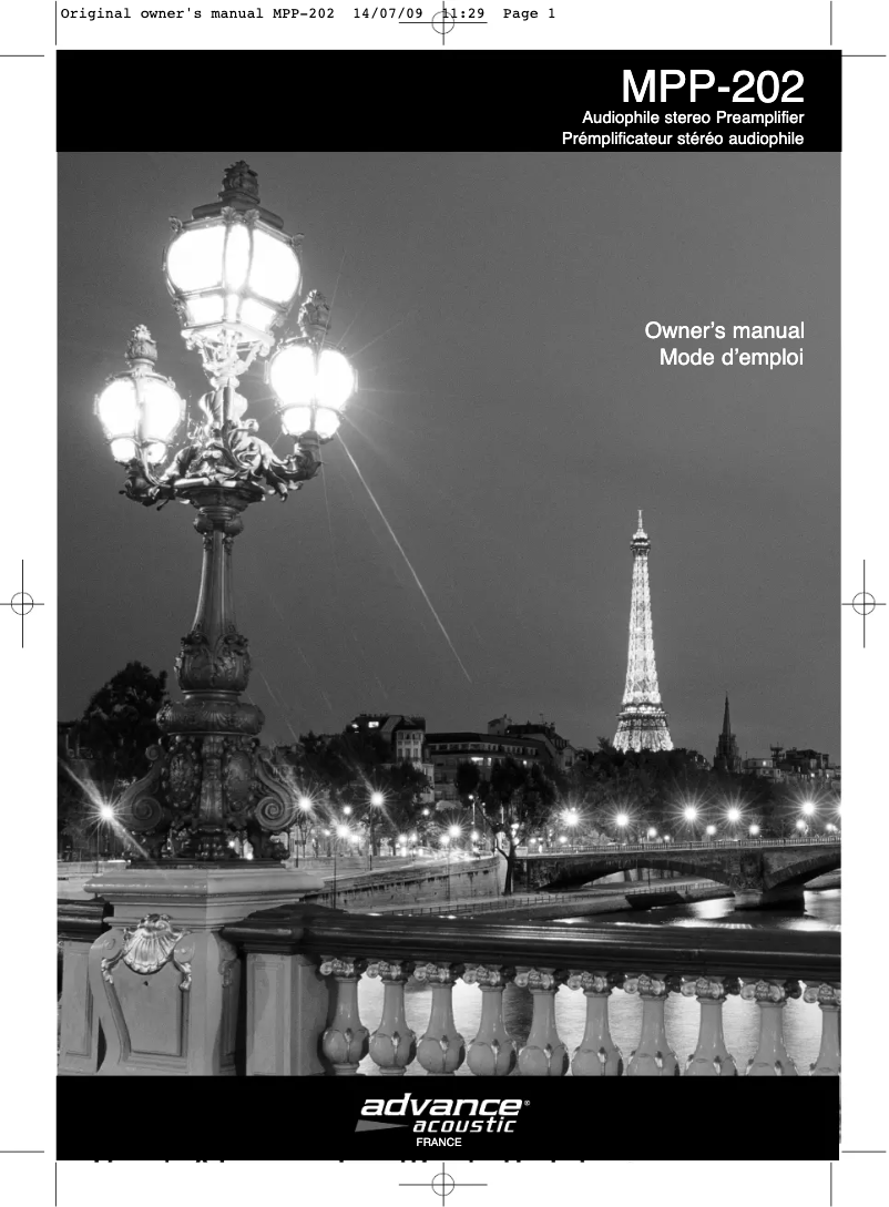 Page 1 de la notice Manuel utilisateur Advance Acoustic MPP 202