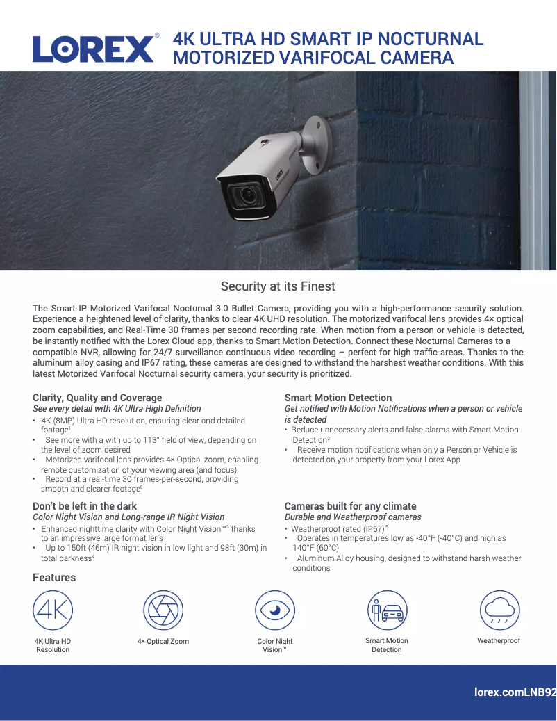 Página 1 del manual Ficha técnica Lorex LNB9292