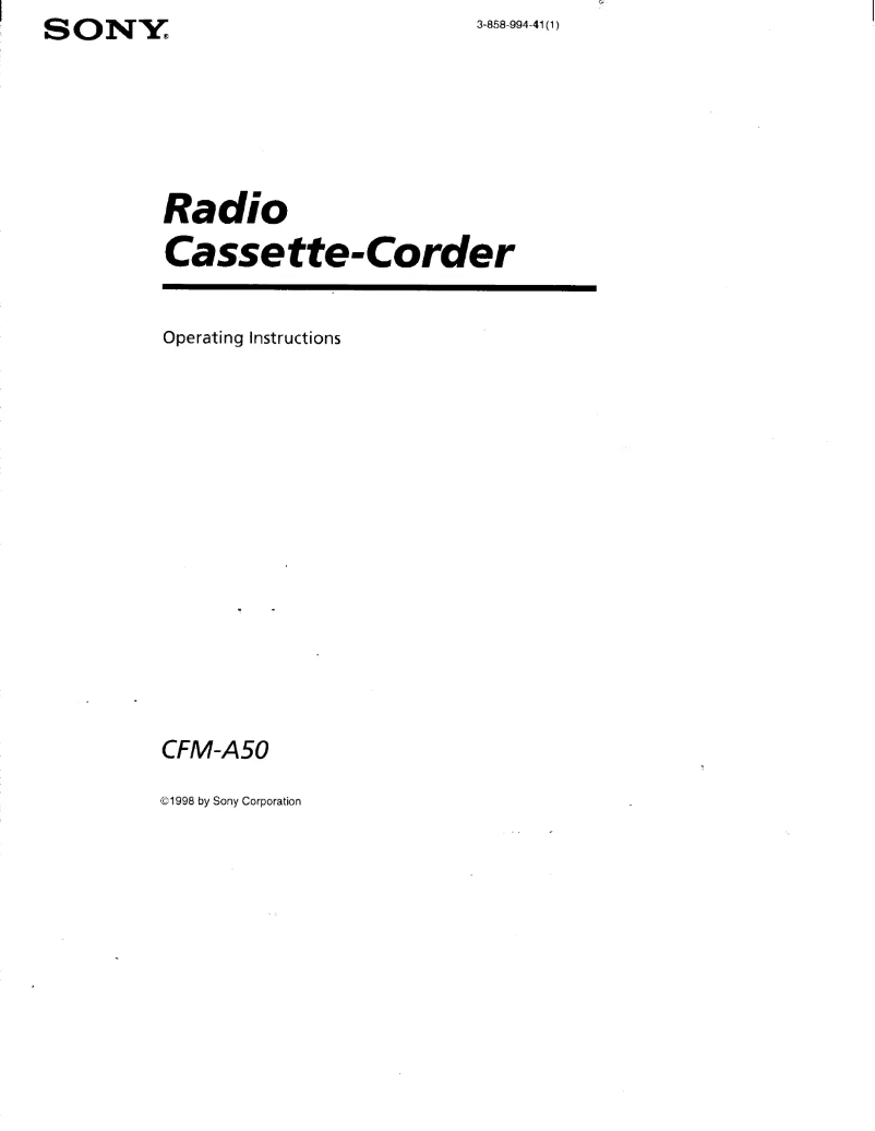 Page n°1 - Manuel utilisateur Sony CFM-A50
